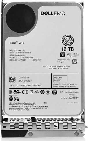 محرك الأقراص الصلبة Dell 12 تيرابايت 7.2K RPM SAS 12 جيجابايت/ثانية 512e 3.5in Enterprise PowerEdge لـ: R440 R750 R450 T150 R470 T560 T40 R250 R740 R640 T550 T350 R540 R840 ME4024 R650XS R550 R650 R350 R340 R660XS 400-AXLN G16 in Kuwait