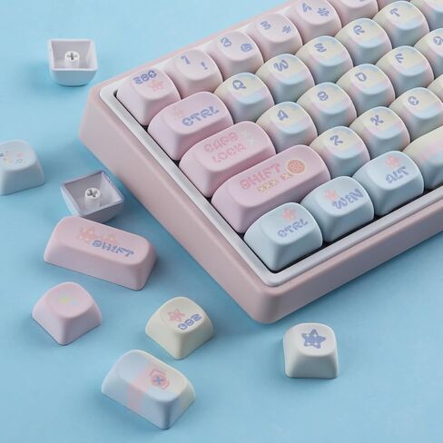 Hyekit Keycaps - MOA Profile Cute Patchwork Milk Candy PBT Keycaps, 126 Keys Dye-Sublimation Key caps 60 65 75 100 Percent, Custom Keycap Set for Cherry MX Switches Mechanical Magnetic Keyboard in Kuwait