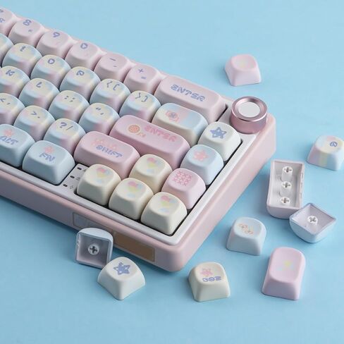 Hyekit Keycaps - MOA Profile Cute Patchwork Milk Candy PBT Keycaps, 126 Keys Dye-Sublimation Key caps 60 65 75 100 Percent, Custom Keycap Set for Cherry MX Switches Mechanical Magnetic Keyboard in Kuwait