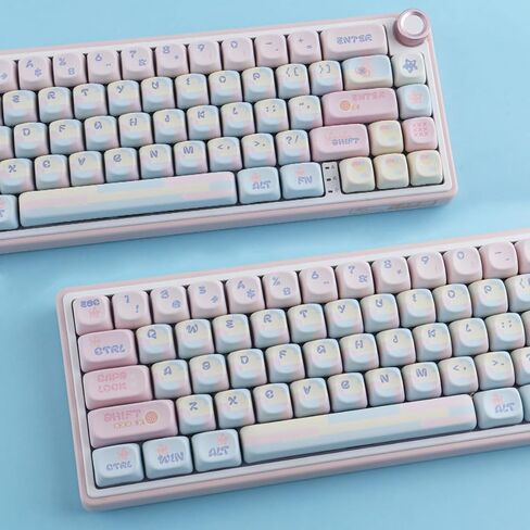 Hyekit Keycaps - MOA Profile Cute Patchwork Milk Candy PBT Keycaps, 126 Keys Dye-Sublimation Key caps 60 65 75 100 Percent, Custom Keycap Set for Cherry MX Switches Mechanical Magnetic Keyboard in Kuwait
