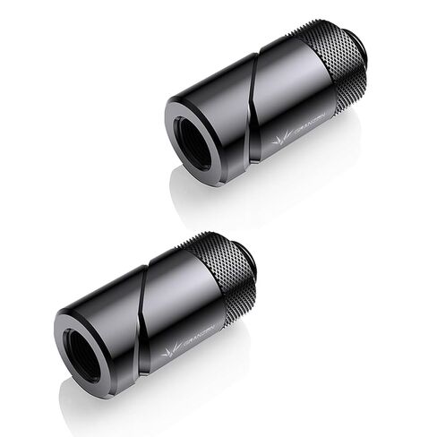 GRANZON 90° / 45° Adjustable 360° Swivel Extender Connector - G1/4" Male to Female Rotary Elbow Fitting for PC Water Cooling Systems, Silver 2Pcs in Kuwait