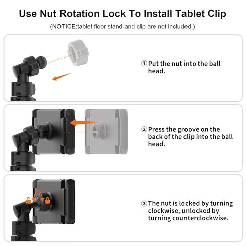 Nut Rotation Lock for XXZU Tablet Stand, Ball Joint Connector, Screw Thread to Ball Head Tablet Stand Connector in Kuwait