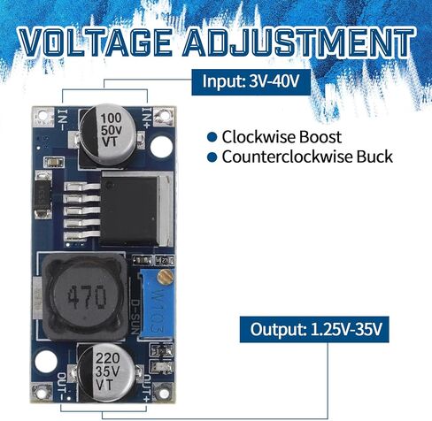 5 عبوات LM2596 DC إلى DC محول باك، 3.2-40 فولت إلى 1.25-35 فولت منظم جهد قابل للتعديل DC-DC محول باكز محولات محولات باك لمشاريع بنك الطاقة DIY in Kuwait