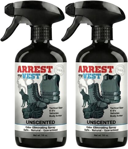 Arrest My Vest Military and Police Grade Odor Eliminating Spray for Body Armor, Tactical Gear. Safe on K9's, ballistic vests and all fabrics including leather - Unscented - 2 16 oz Bottles in Saudi Arabia