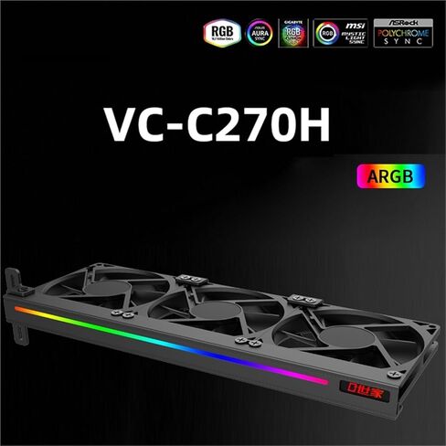 VC-C270H ARGB بطاقة الرسومات مروحة GPU مساعدة التبريد مروحة الجانب ARGB تأثير الإضاءة GPU التبريد الصامت بطاقة الفيديو مروحة in Kuwait