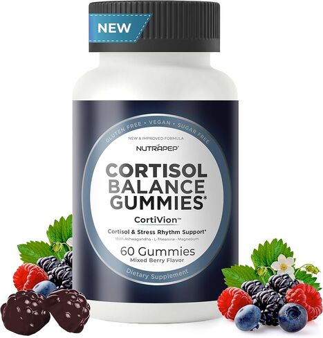 كورتيزول غومينز للنساء الرجال - 13 في 1 مخفض الكورتيزول المرتفع مع Ashwagandha Magnesium L -theanine Rhodiola Rosea - Daily Cortisol Detox Manager لدعم التركيز على الإجهاد - خالية من السكر النباتي in Kuwait