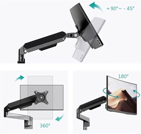Monitor Arm Single Monitor Wall Mount for Max 32 Inch, 4.4-19.8Lbs Screens, Fully Adjustable Gas Spring Monitor Arm Wall Mounted Monitor Holder with 75/100Mm Monitor Moun in Kuwait