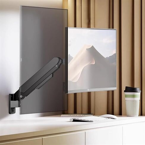 Monitor Arm Single Monitor Wall Mount for Max 32 Inch, 4.4-19.8Lbs Screens, Fully Adjustable Gas Spring Monitor Arm Wall Mounted Monitor Holder with 75/100Mm Monitor Moun in Kuwait