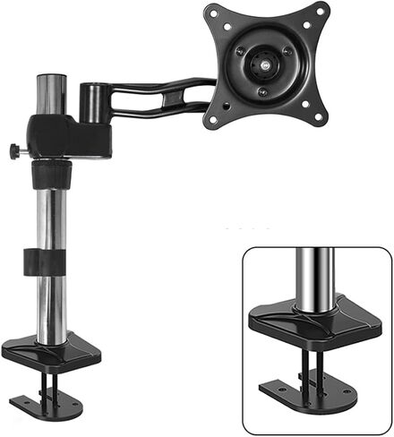 Monitor Desk Mount Single Monitor Stand Arm Adjustable 15"-27" Long Arm Monitor Desk Mount Monitor Stand Mount with Clamp and Grommet Kit, Mount 75/100Mm Computer Monitor-A-C Clamp in Saudi Arabia