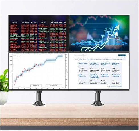 حامل شاشة، 22 بوصة - 32 بوصة حامل مكتب مزدوج للشاشة ذراع غاز زنبركي كامل الحركة LCD حامل تلفزيون 2-12 كجم Ergonomica Dual Arm Clamp Bracket in Kuwait