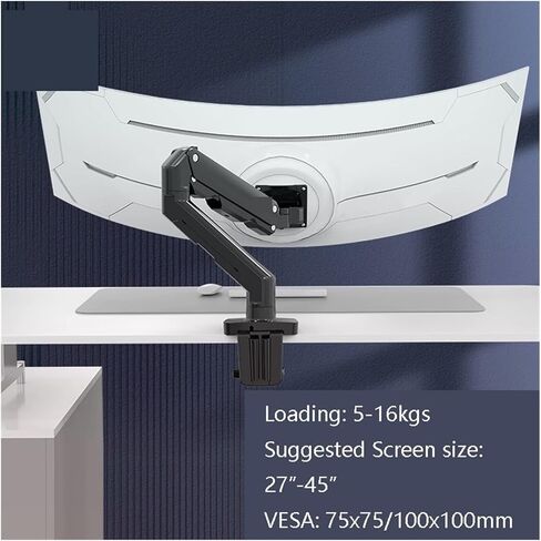 Screen Stand, Mechanical Spring Arm 27-45 Inch Curved Arc Screen Desktop Monitor Holder 5-16Kgs Ultra Wide Monitor Mount with USB Port in Kuwait