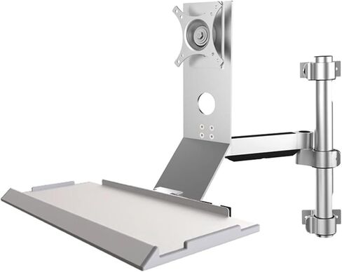 Wall Mount Workstation, Sit Stand Monitor Desk Mount with Keyboard Tray, Full-Motion Arm, Cable Management, 8Kg Load Capacity for 17-27 Inch Screens in Kuwait