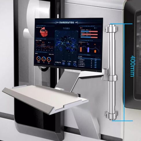 Wall Mount Workstation, Sit Stand Monitor Desk Mount with Keyboard Tray, Full-Motion Arm, Cable Management, 8Kg Load Capacity for 17-27 Inch Screens in Kuwait