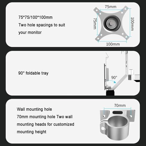 Wall Mount Workstation, Sit Stand Monitor Desk Mount with Keyboard Tray, Full-Motion Arm, Cable Management, 8Kg Load Capacity for 17-27 Inch Screens in Kuwait