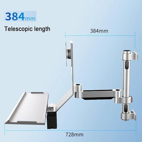 Wall Mount Workstation, Sit Stand Monitor Desk Mount with Keyboard Tray, Full-Motion Arm, Cable Management, 8Kg Load Capacity for 17-27 Inch Screens in Kuwait