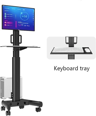 Monitor Arm Single Monitor Mobile Cart 17"-32" Floor-Standing Monitor Stand LCD Tv Stand Height-Adjustable Monitor Mount Stand with Keyboard and Host Bracket Monitor Moun in Kuwait