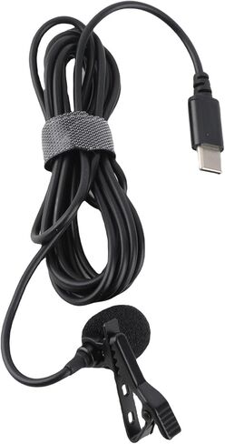 ميكروفون Qinlorgo USB C ذو طية صدر السترة، ميكروفون إسفنجي مقاوم للرياح، ميكروفون ذو طية صدر السترة لتقليل الضوضاء مع استجابة قلبية فائقة وأسرع، مثالي للتسجيل المباشر، أغنية K والهواتف الذكية in Kuwait