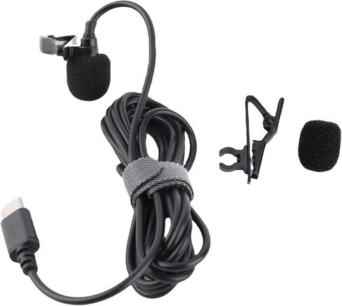 ميكروفون Qinlorgo USB C ذو طية صدر السترة، ميكروفون إسفنجي مقاوم للرياح، ميكروفون ذو طية صدر السترة لتقليل الضوضاء مع استجابة قلبية فائقة وأسرع، مثالي للتسجيل المباشر، أغنية K والهواتف الذكية in Kuwait