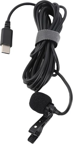 ميكروفون Qinlorgo USB C ذو طية صدر السترة، ميكروفون إسفنجي مقاوم للرياح، ميكروفون ذو طية صدر السترة لتقليل الضوضاء مع استجابة قلبية فائقة وأسرع، مثالي للتسجيل المباشر، أغنية K والهواتف الذكية in Kuwait