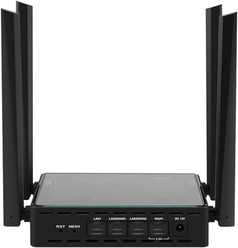 wifi7 Openwrt Router MLO ثنائي النطاق MESH Networking 2.5G 3X1G WAN 128MB+512MB تجميع سهل للوصول إلى فتحة TF 2000 ميجابت (1 مضيف + 1 كابل CAT7 10G) in Kuwait