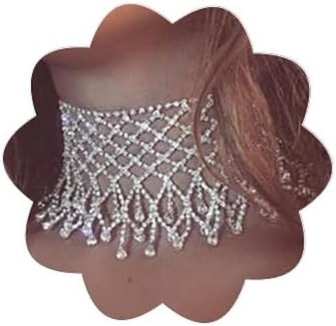 Rhinestone Choker Necklace Festival Summer Chain Necklaces Costume Accessories for Women and Girls in Kuwait