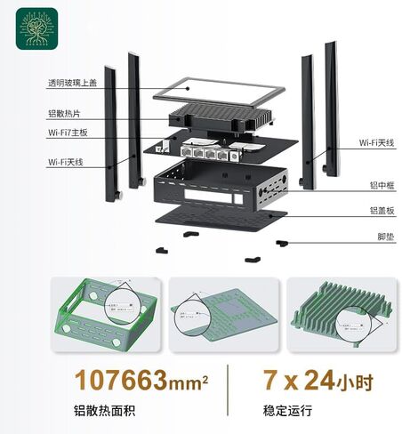wifi7 Openwrt Router MLO ثنائي النطاق MESH Networking 2.5G 3X1G WAN 128MB+512MB تجميع سهل للوصول إلى فتحة TF 2000 ميجابت (1 مضيف + 1 كابل CAT7 10G) in Kuwait