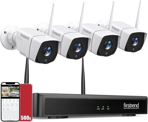 2026 Update Firstrend Wireless Security Camera System Outdoor, 2 Way Audio& Human Detection, 8CH System with 4pcs WiFi IP CCTV Cameras for Home Security,IP66 Waterproof,24/7 Recording,No Monthly Fee in Kuwait