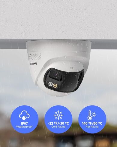 كاميرا مراقبة ANNKE FCD800 4K PoE مع عدسة مزدوجة بزاوية 180 درجة، كاميرا مراقبة خارجية بدقة 8 ميجابكسل IP، رؤية ليلية ملونة، اكتشاف الشخص/المركبة بتقنية الذكاء الاصطناعي، محادثة ثنائية الاتجاه، فتحة بطاقة SD مدمجة in Kuwait