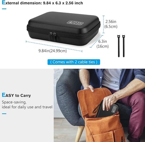 حقيبة تنظيم إلكترونية صلبة للسفر من ProCase لحزمة كابلات شواحن محول الطاقة لجهاز MacBook مع حقيبة حمل صلبة لجهاز SanDisk Extreme/SanDisk Extreme Pro المحمول SSD الخارجي in Kuwait