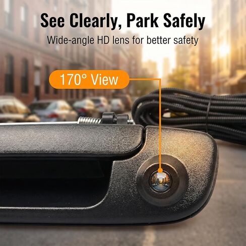 Tailgate Handle Backup Camera Compatible with 2002-2008 Dodge Ram 1500 2500 3500 Rear View Reverse Camera Assembly Ip68 Waterproof Night Vision RCA Connector Replaces 55276237AA in Kuwait