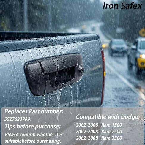 Tailgate Handle Backup Camera Compatible with 2002-2008 Dodge Ram 1500 2500 3500 Rear View Reverse Camera Assembly Ip68 Waterproof Night Vision RCA Connector Replaces 55276237AA in Kuwait