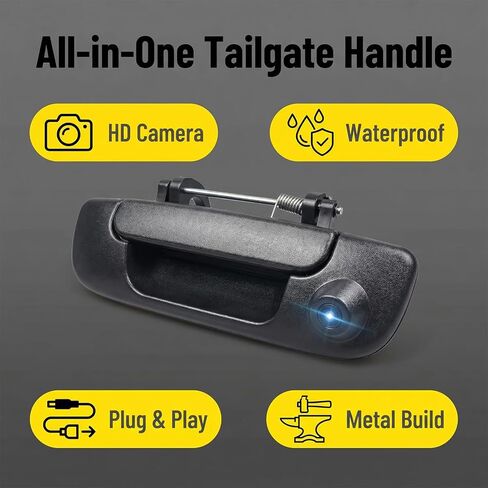 Tailgate Handle Backup Camera Compatible with 2002-2008 Dodge Ram 1500 2500 3500 Rear View Reverse Camera Assembly Ip68 Waterproof Night Vision RCA Connector Replaces 55276237AA in Kuwait