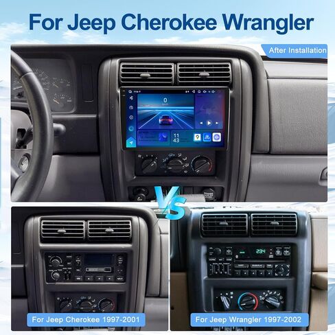 4+64G Car Radio for Jeep Cherokee 1997-2001 Wrangler 1997-2002 with Carplay Android Auto, 9 Inch Touch Screen Single Din Car Stereo with Backup Camera, Bluetooth, GPS, WiFi, FM Radio in Kuwait