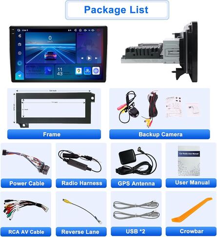 4+64G Car Radio for Jeep Cherokee 1997-2001 Wrangler 1997-2002 with Carplay Android Auto, 9 Inch Touch Screen Single Din Car Stereo with Backup Camera, Bluetooth, GPS, WiFi, FM Radio in Kuwait
