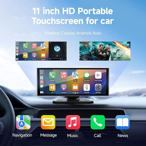 11.26 Inch HD Touchscreen Car Display, Wireless CarPlay/Android Auto Screen for Car, Navigation System with 4K Dash Cam, Backup Camera, 64GB Memory, Voice Control in Kuwait