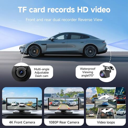 11.26 Inch HD Touchscreen Car Display, Wireless CarPlay/Android Auto Screen for Car, Navigation System with 4K Dash Cam, Backup Camera, 64GB Memory, Voice Control in Kuwait