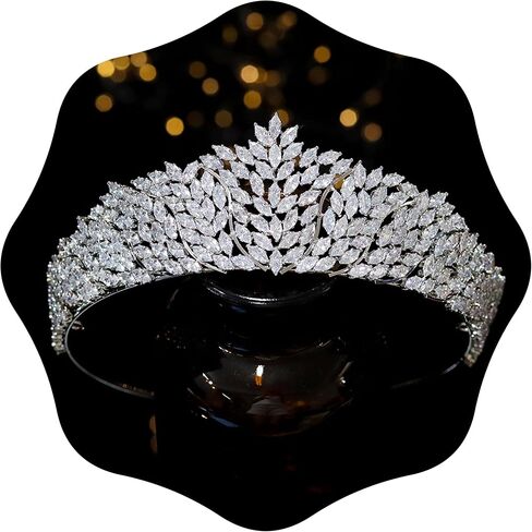 Jorsnovs كامل الزركون الزفاف التيجان والتيجان زركون مسابقة الشعر مجوهرات أغطية الرأس لفستان Quinceanera in Saudi Arabia
