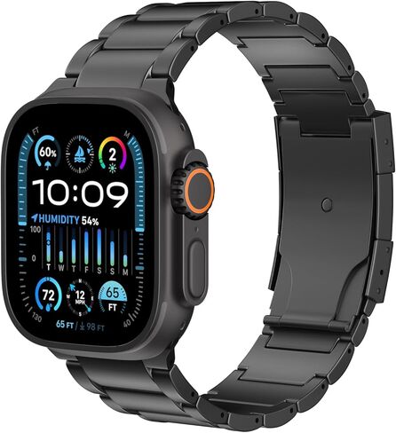 سوار ساعة من التيتانيوم متوافق مع ساعات Apple Watch Ultra 3/2/1 49 مم، S11/S10 46 مم، 9/8/7 45 مم، SE3/SE2/SE/6/5/4 44 مم، 3/2/1 42 ​​مم، حزام بديل معدني متين قابل للتعديل مع مشبك آمن للنساء والرجال in Kuwait