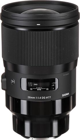عدسة سيجما 28 مم f/1.4 DG HSM Art لـ Sony E، إطار كامل واسع الزاوية، فتحة f/1.4، محرك Hyper Sonic AF، حزمة بناء محكمة الغلق ضد الطقس مع فلتر ومجموعة تنظيف (4 عناصر) in Kuwait