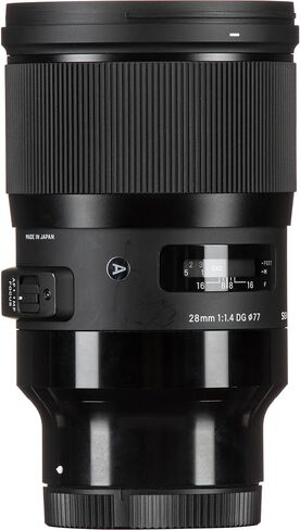عدسة سيجما 28 مم f/1.4 DG HSM Art لـ Sony E، إطار كامل واسع الزاوية، فتحة f/1.4، محرك Hyper Sonic AF، حزمة بناء محكمة الغلق ضد الطقس مع فلتر ومجموعة تنظيف (4 عناصر) in Kuwait