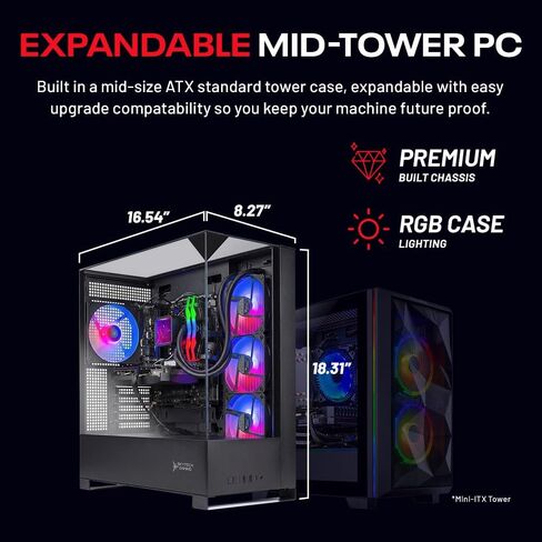 Skytech Gaming Shadow 5 Gaming PC, AMD Ryzen 7 7800X3D 4.2GHz, NVIDIA RTX 5070 12GB VRAM, 1TB Gen4 NVMe SSD, 32GB DDR5 RAM 6000, 750W Gold PSU, 360 ARGB AIO, WI-FI 5, Windows 11, Desktop in Kuwait