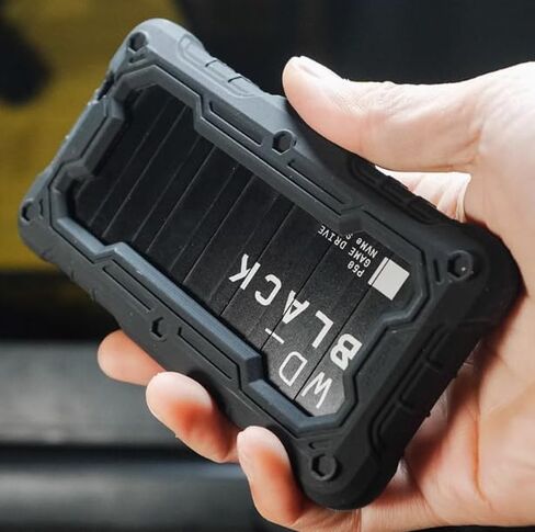 حافظة ممتصة للصدمات من السيليكون شديدة التحمل من FATBEAR لجهاز Western Digital WD_Black P50 SSD 500G/1TB/2TB/4TB، غطاء واقٍ متين ومضاد للانزلاق (أسود) in Kuwait