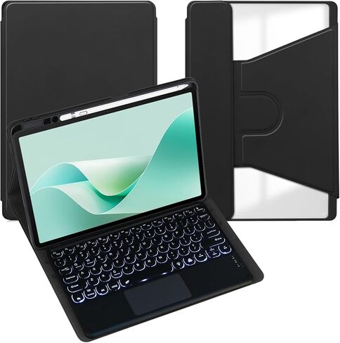Case for Samsung Galaxy Tab A8 10.5inch Tablet,Detachable Wireless Bluetooth Round Keycap Keyboard,360-degree Rotating Acrylic Transparent Back Cover with Pen Holder (Green,Touchpad+Mouse) in Kuwait
