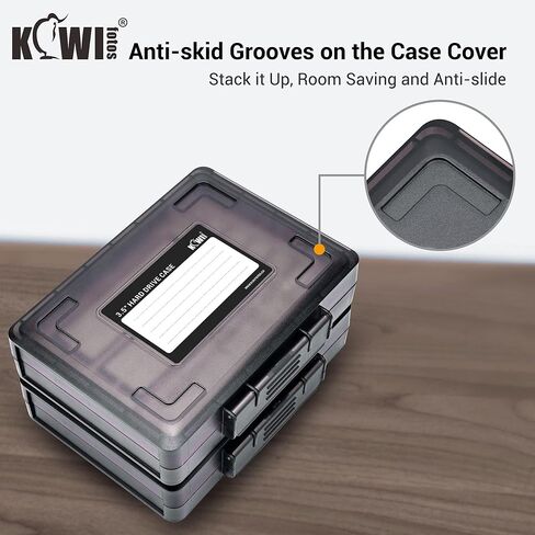 KIWIFOTOS 3.5 Inch HDD Shockproof Rugged Hard Drive Protective Case for Samsung Western Digital Seagate Toshiba Hard Drives Stackable/O-ring Seal/Stand Upright/Index Sticker Layouts Weight 312 Grams in Kuwait