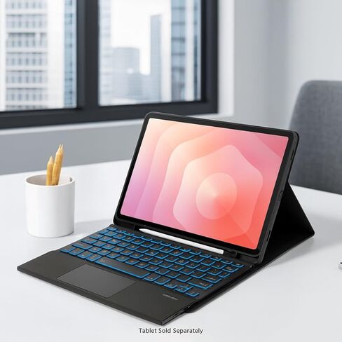 SaharaCase - حافظة لوحة المفاتيح من سلسلة Navigate لجهاز Galaxy Tab S11 | 7 ألوان إضاءة خلفية | لوحة تتبع مدمجة | لمسة نهائية ناعمة | العقرب الأسود (TB00493) in Kuwait