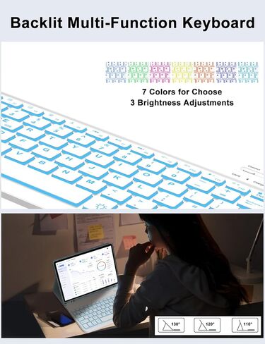 Keyboard Case for Xiaomi Redmi Pad 2 11 Inch 2025 & Redmi Pad SE 11 Inch 2023 Case with Backlit Keypad, Detachable Wireless Keyboard Cover with 7 Colors Backlight, Pen Holder, Long Battery Life, Blue in Kuwait