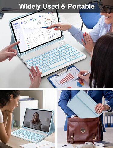 Keyboard Case for Xiaomi Redmi Pad 2 11 Inch 2025 & Redmi Pad SE 11 Inch 2023 Case with Backlit Keypad, Detachable Wireless Keyboard Cover with 7 Colors Backlight, Pen Holder, Long Battery Life, Blue in Kuwait