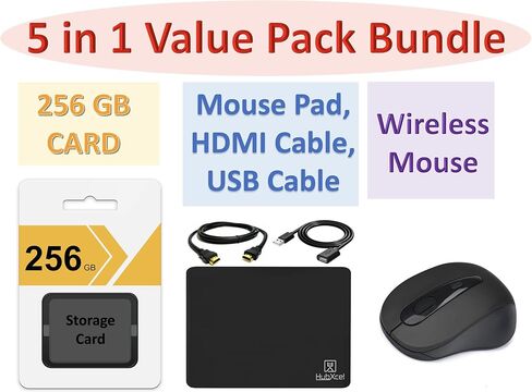 HP New 14" HD Ultra Light Thin Laptop, Quad-Core Intel Celeron Processor, 16GB RAM, 320GB (64GB eMMC+ 256GB Card), Wi-Fi, Upto 11 Hours, Windows 11 S + 1 Year Office 365+HubxcelAccessory, Rose Gold in Kuwait