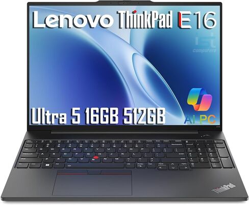 Lenovo ThinkPad E16 Gen 2 Business Laptop (16" FHD+ Anti-Glare, Intel Core Ultra 5 125U (> i7-1355U), 16GB DDR5 RAM, 512GB SSD), Fingerprint Reader, Backlit, Webcam, Ethernet, Win 11 Pro, AI PC, Black in Kuwait