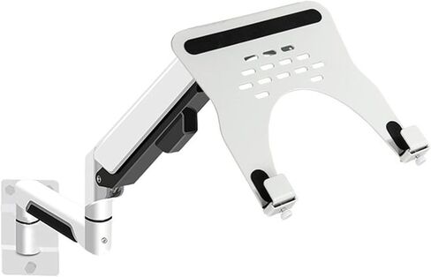 Monitor Arm Wall Mount Monitor Arm with Laptop Tray, Aluminum Gas Spring Full Motion Laptop Mount Arm Fits Max 32 Inch, 19.8 Lbs Screens/ 10-17" Laptop Monitor Mount Arm-White in Kuwait